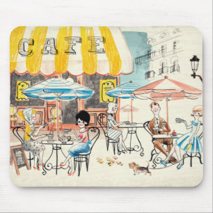 Cute France Café Scene Sketch Muismat
