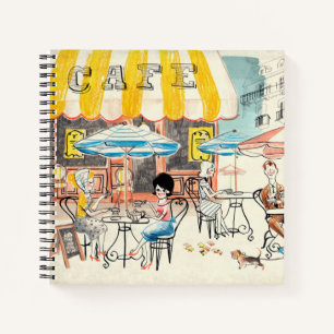 Cute France Café Scene Sketch Notitieboek