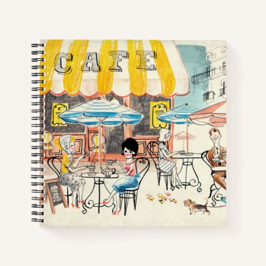 Cute France Café Scene Sketch Notitieboek (Voorkant)