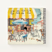 Cute France Café Scene Sketch Notitieboek (Achterkant)