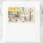 Cute France Café Scene Sketch Rechthoekige Sticker (Tas)