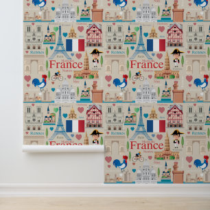 Cute France Icons Behang