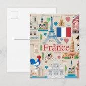 Cute France Icons Briefkaart (Voorkant / Achterkant)