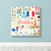 Cute France Icons Canvas Afdruk (Insitu (Houten vloer))
