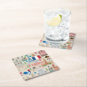 Cute France Icons Kartonnen Onderzetters (Insitu)