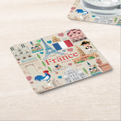 Cute France Icons Kartonnen Onderzetters (Schuin)