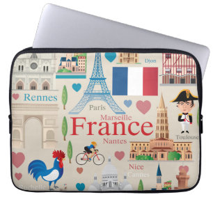 Cute France Icons Laptop Sleeve