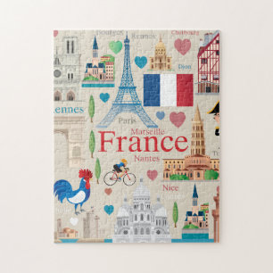 Cute France Icons Legpuzzel