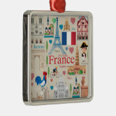Cute France Icons Metalen Ornament (Rechts)