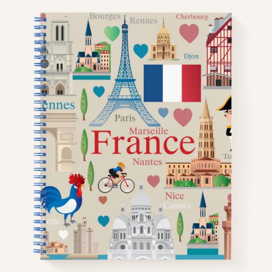 Cute France Icons Notitieboek (Voorkant)