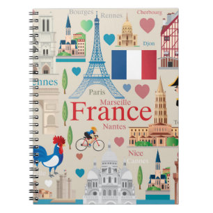Cute France Icons Notitieboek