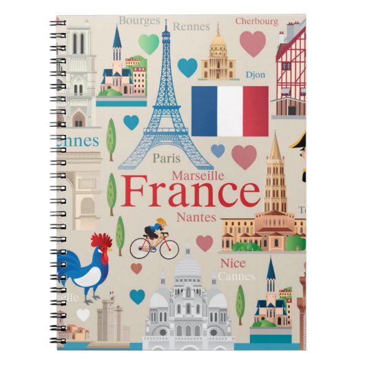 Cute France Icons Notitieboek (Voorkant)
