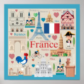 Cute France Icons Poster (Voorkant)