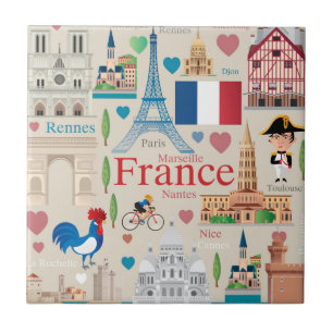Cute France Icons Tegeltje