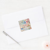 Cute France Icons Vierkante Sticker (Envelop)