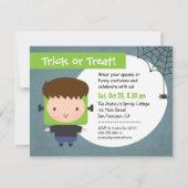 Cute Frankenstein Boy Kinder Halloween Party Kaart (Voorkant)
