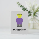 Cute Frankenstein Halloween Party Invitation Kaart (Staand voorkant)