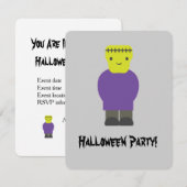 Cute Frankenstein Halloween Party Invitation Kaart (Voorkant / Achterkant)