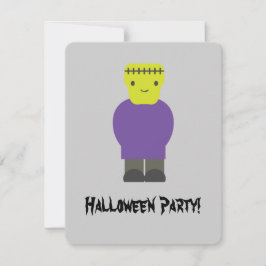 Cute Frankenstein Halloween Party Invitation Kaart