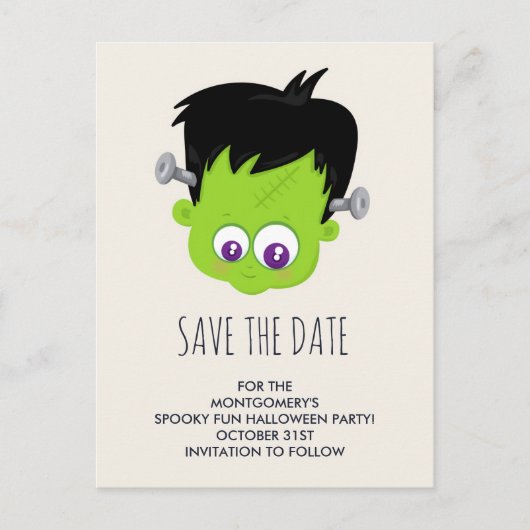 Cute Frankenstein Monster Halloween Save the Date Briefkaart (Voorkant)