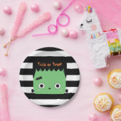 Cute frankenstein trick or treat gestript papieren bordje (Feest)