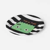 Cute frankenstein trick or treat gestript papieren bordje (Gekanteld)