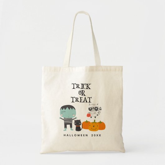 Cute Frankenstein trick or treat halloween Tote Bag (Voorkant)