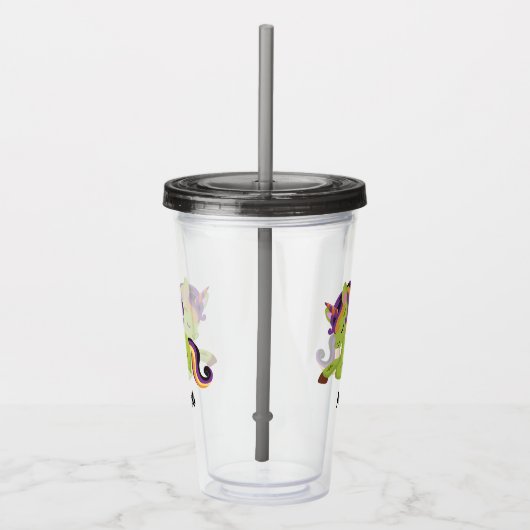 Cute Frankenstein Unicorn Halloween Acryl Drinkbeker (Rechts)