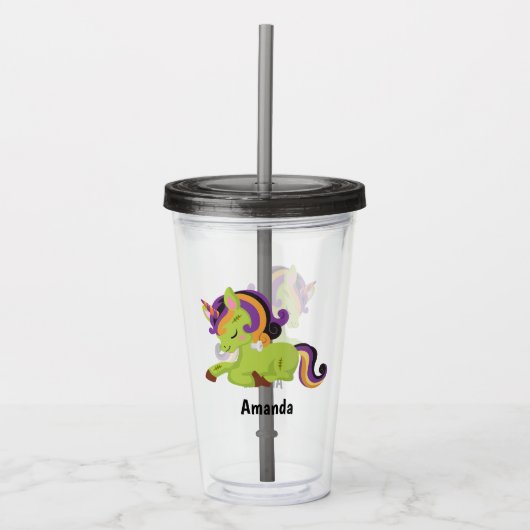 Cute Frankenstein Unicorn Halloween Acryl Drinkbeker (Voorkant)