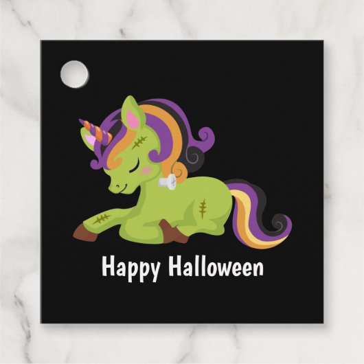 Cute Frankenstein Unicorn Halloween Bedankjes Labels (Voorkant)