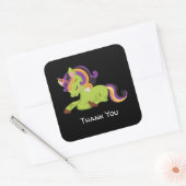 Cute Frankenstein Unicorn Halloween Bedankt Vierkante Sticker (Envelop)