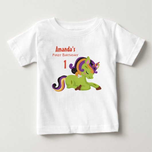 Cute Frankenstein Unicorn Halloween Birthday (Voorkant)