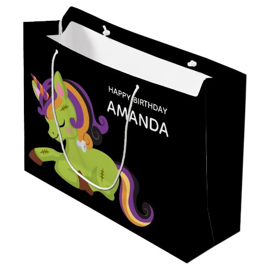 Cute Frankenstein Unicorn Halloween Birthday Groot Cadeauzakje (Voorkant Gekanteld)