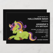 Cute Frankenstein Unicorn Halloween Birthday Kaart (Voorkant / Achterkant)
