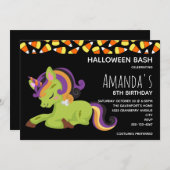 Cute Frankenstein Unicorn Halloween Birthday Kaart (Voorkant / Achterkant)