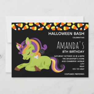 Cute Frankenstein Unicorn Halloween Birthday Kaart