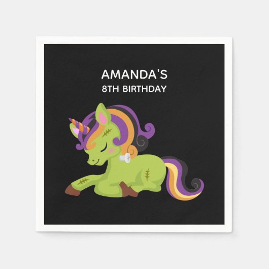 Cute Frankenstein Unicorn Halloween Birthday Servet (Voorkant)