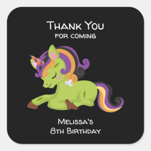 Cute Frankenstein Unicorn Halloween Birthday Vierkante Sticker