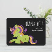 Cute Frankenstein Unicorn Halloween Drawing Bedankkaart (Staand voorkant)