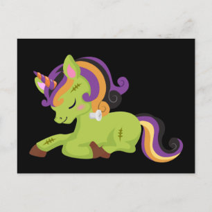 Cute Frankenstein Unicorn Halloween Drawing Briefkaart