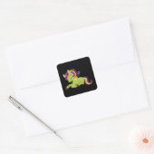 Cute Frankenstein Unicorn Halloween Drawing Vierkante Sticker (Envelop)