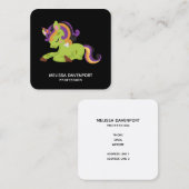 Cute Frankenstein Unicorn Halloween Drawing Vierkante Visitekaartje (Voorkant / Achterkant)