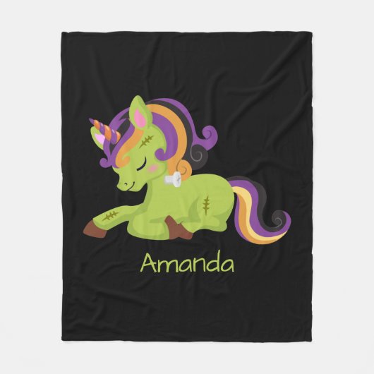 Cute Frankenstein Unicorn Halloween Fleece Deken (Voorkant)