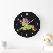 Cute Frankenstein Unicorn Halloween Grote Klok (Huis)