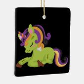 Cute Frankenstein Unicorn Halloween Keramisch Ornament (Rechts)