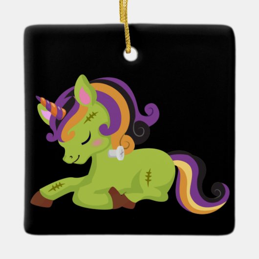 Cute Frankenstein Unicorn Halloween Keramisch Ornament (Voorkant)