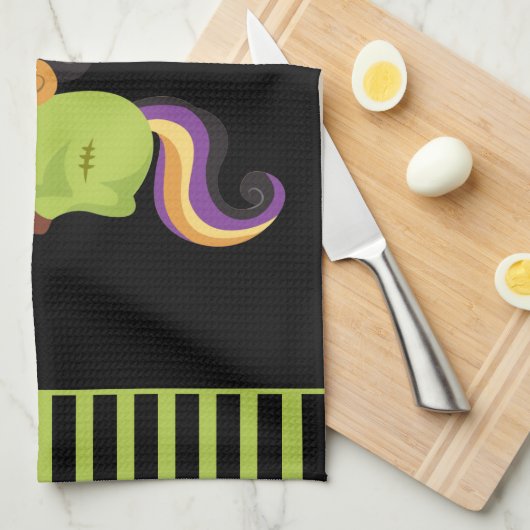 Cute Frankenstein Unicorn Halloween Kitchen Towel Theedoek (Quarter Fold)