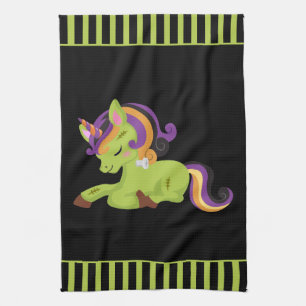 Cute Frankenstein Unicorn Halloween Kitchen Towel Theedoek