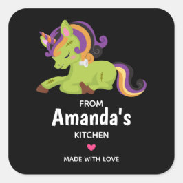 Cute Frankenstein Unicorn Halloween Kitchen Vierkante Sticker