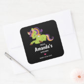 Cute Frankenstein Unicorn Halloween Kitchen Vierkante Sticker (Envelop)